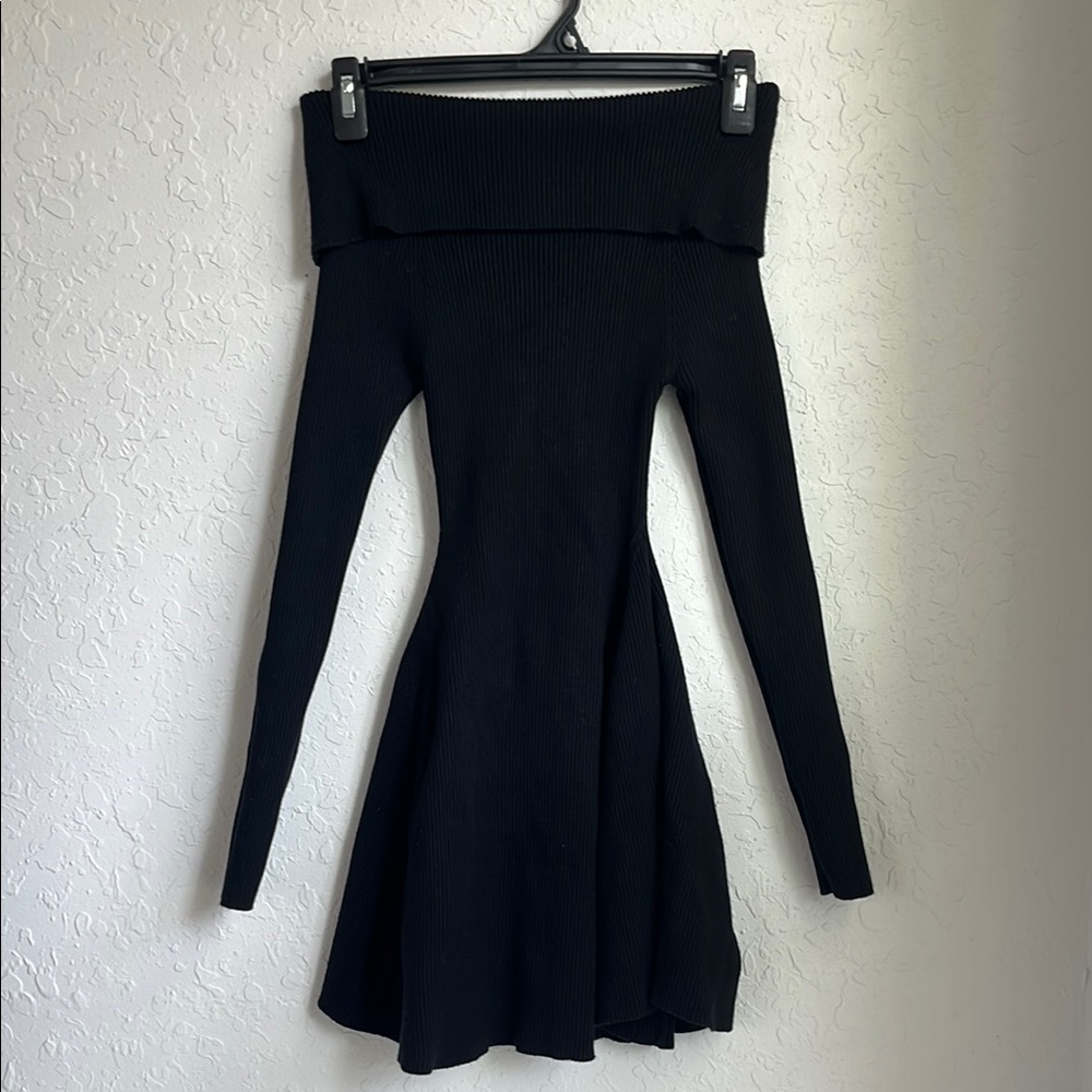 Windsor Black Off-Shoulder Fit and Flare Cocktail Dress